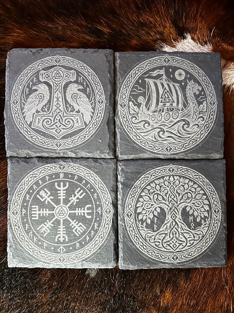 Laser Engraved Slate Coasters | Set of 4