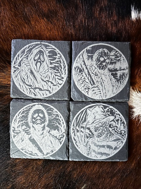Laser Engraved Slate Coasters | Set of 4