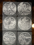Sasquatch Laser Engraved Slate Coasters | Set of 6